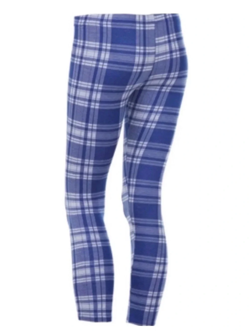 💞 New Little Girls Size Small Blue & Gray Plaid Skinny Leggings